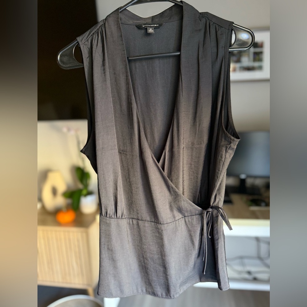 Banana Republic Black Wrap Top